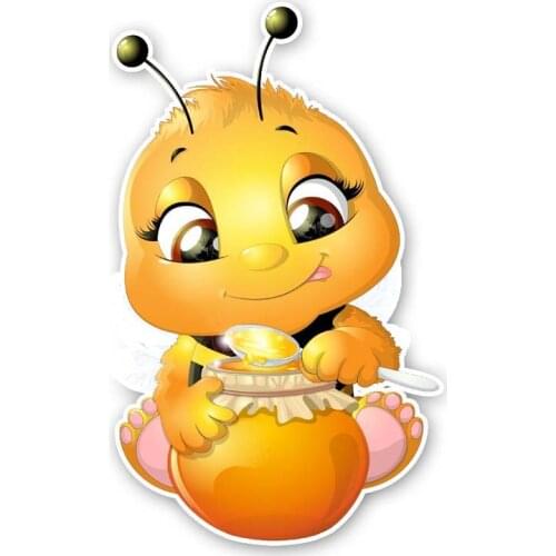 JuYouHui Exterior Accessories Decal Cartoon Bees That Eat Honey Car Sticker KK Vinyl Auto Car Styling Laptop Decal PVC 15cm