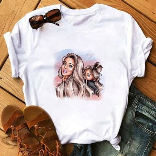 Women Graphic Happy Time Lovely Cartoon Mom Mama Mother daughter Printed Clothes Lady Tops Clothing Tees Female Tshirt T-Shirt