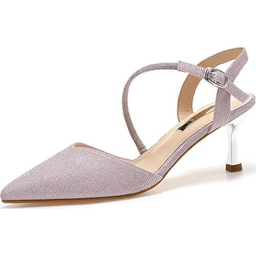 Womens Sandals 2021 Summer New Fashion Bright Rhinestone Pointed Stiletto High Heels Shoes