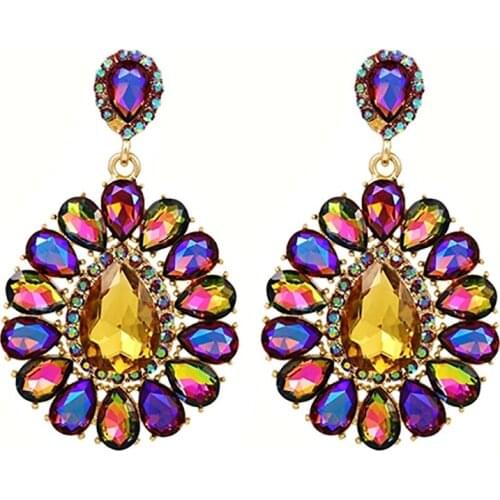 ZHINI 2021 Fashion Luxury Crystal Zircon Water Drop Earrings for Women Personality Punk Big Earring Statement Earring Jewelry