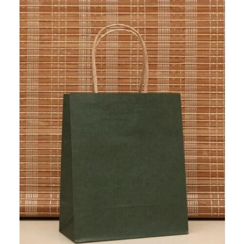 Fashion portable dark green gift package paper bags for Shop cosmetics clothes shoes food gift wrapping decoration 10pcs/lot
