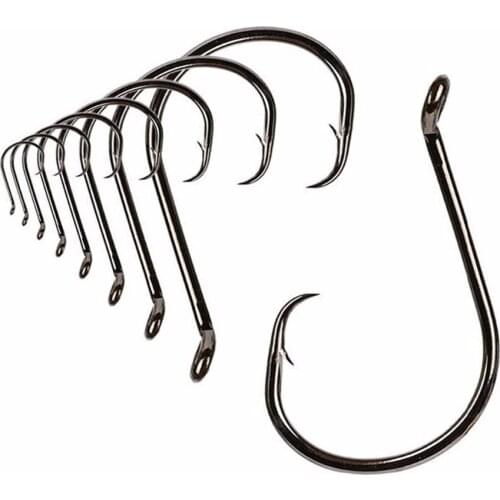 100pcs/lot Circle Hooks 7385 2X Strong Custom Offset Sport Circle Hooks Black High Carbon Steel Octopus Fishing Hooks-Size1/0-10