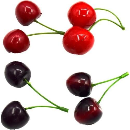 2Pcs Simulation Small Cherry Foam Plastic Fake Artificial Fruit Model Party Kitchen Wedding Christmas Tree Decoration 012