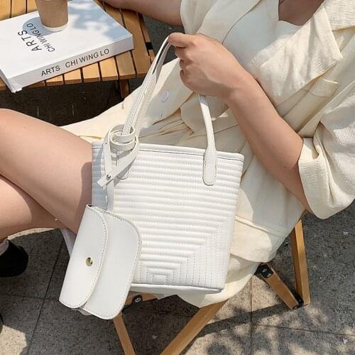 2021 Summer Fashion Womens Bag Simple Pu Leather Bucket Bags Korean Style Pure Color Handbags