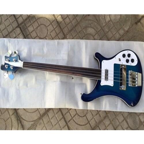 4 string Rickenback 4003 fireglo electric bass transparent bluel fretless 4 strings Ric bass Free Shipping
