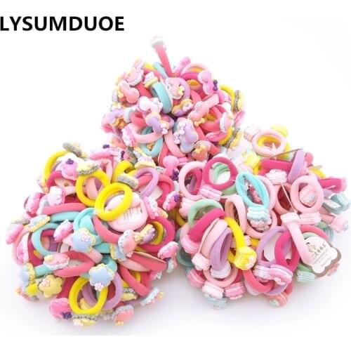 40Pcs/Lot Girl Elastic Bands Bow Ponytail Holder Rubber Hair Accessories Rubber Ring Rope Women Headband Candy Hair Accessory