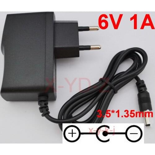 50PCS High quality AC/DC 6V 1A Switching Power Supply adapter Reverse Polarity Negative Inside EU plug