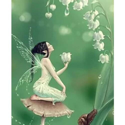 5D DIY Diamond Painting Figure Painting Square Round Diamond Beautiful "Flower Fairy" Picture Cross Stitch Mosaic Home WG2764