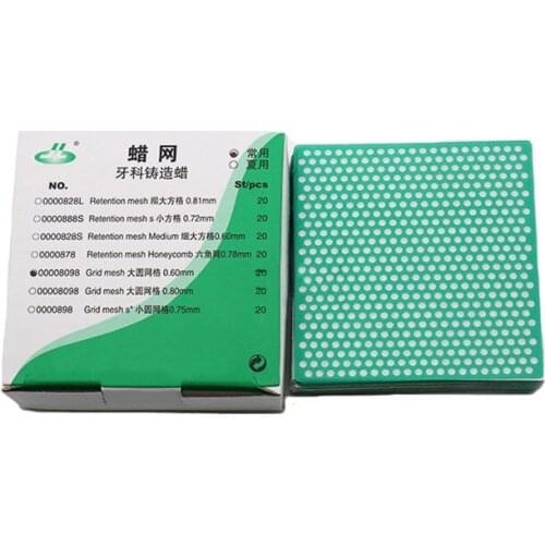 6Boxes Dental Lab Material Dental Wax Retention Mesh Honeycomb Wax Net Round Hole Square Grid Mesh Casting Wax Sheet