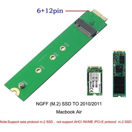 M.2 NGFF SSD A1369 A1370 Adapter voor 2010 2011 MacBook Air M2 SSD Converter Card Suppor 2230 2242 2260 2280 Solid State Drive