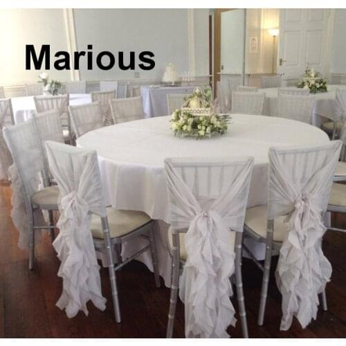 Free Shipping 50pcs Chiffon White Chair Hood for Wedding Theme Party Chair Sash Chair Bow More Colors Available