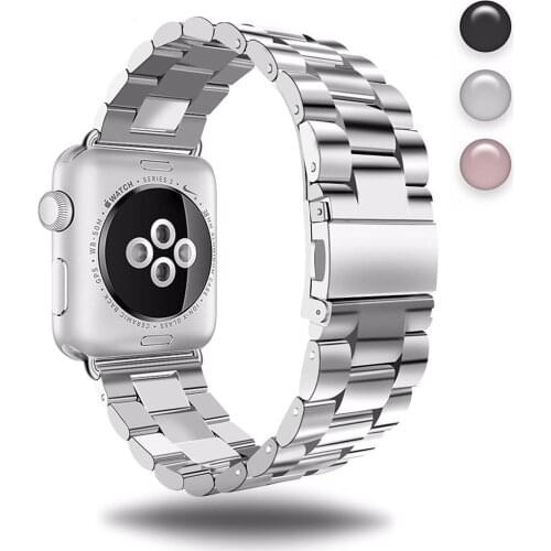 Bracelet Stainless Steel Belt 304 Buckle Silver Watch Strap for Apple Watch SE Series 6 5 4 Band 44mm 40mm 42mm 38 Wristband