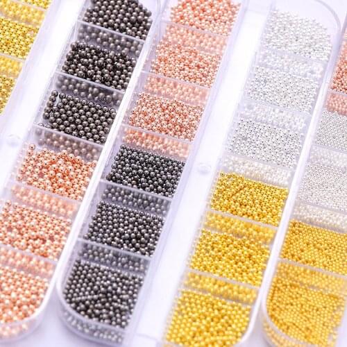 1Box Nail Art Caviar Bead Stainless Steel Beads 3D Design Rose Gold Silver Nail Rhinestone DIY Jewelry Manicure Decoration Tools