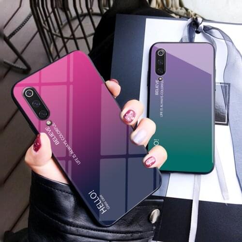 For Samsung Galaxy A30 A50 Case Fashion Hard Tempered Glass Luxury Gradient Protective Back Cover case For samsung a50 a30 shell