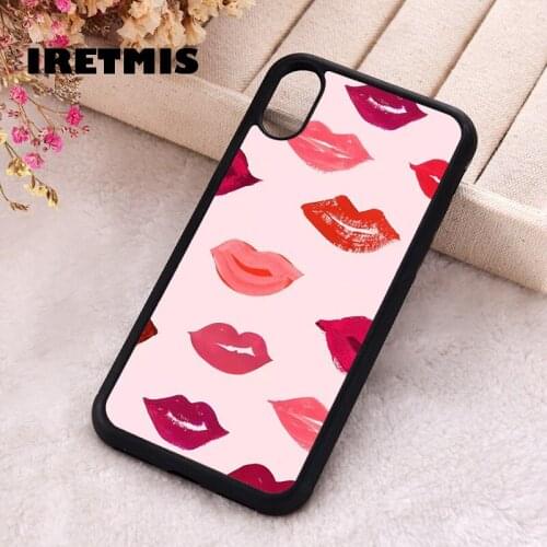 Iretmis 5 5S SE 2020 Phone Cover Cases for iPhone 6 6S 7 8 Plus X Xs Max XR 11 12 MINI Pro Rubber Silicone Red Lips