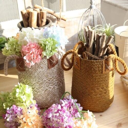 Decorative Flower Basket Handmade Bamboo Weave Pot Crafts Decoration Home Shop Flower Basket