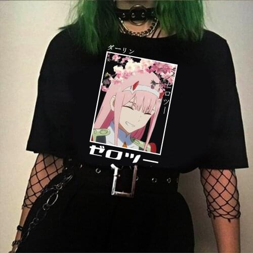 Janpanese Anime Darling in the Franxx Anime Zero TWO Kawaii Cartoon Print Top Harajuku T Shirt
