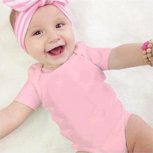 Cotton Newborn Baby Clothes Solid Color Short Sleeve Baby Bodysuit Cute Baby Boy Girls Clothes Onesie 0-18M