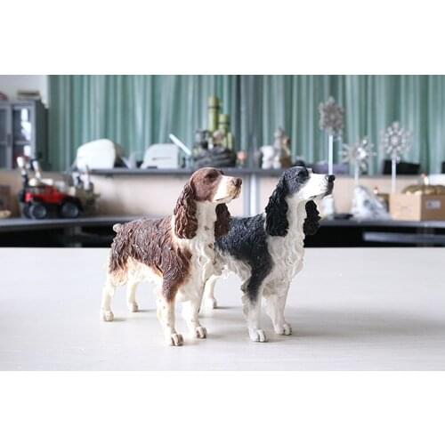 JJM English Springer Spaniel Dog Pet Figure Canidae Animal Collector Toys Resin Model Educational for Children Gift Car Decor