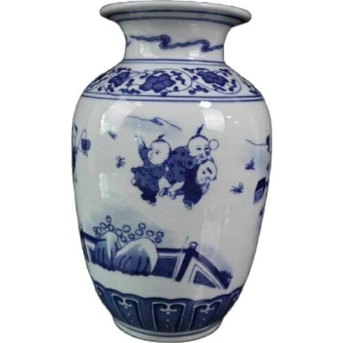 Chinese old porcelain Blue and white baby play pattern vase