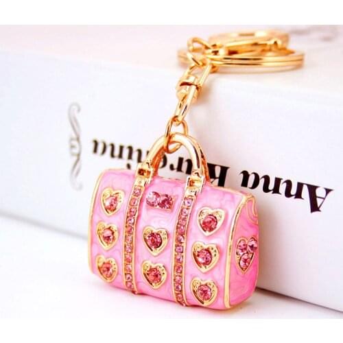 Creative cute 3 colors ladies handbag bag keychain dripping oil craft car keychain metal pendant small gift