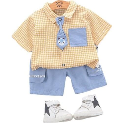 Summer Kids Turtleneck Clothing Baby Boys Girls Shirt Shorts 2Pcs/sets Children Letter Clothes Toddler Cartoon Cotton Tracksuits