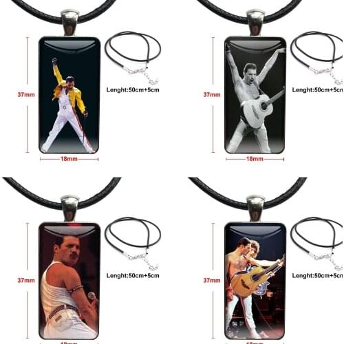 Freddie Mercury Band Queen Wholesale For Women Party Gift Steel Color Glass Cabochon With Rectangle Shaped Pendant Choker