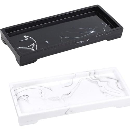 Marbling Toilet Tank Dresser Storage Vanity Tray Plate Holder Toiletry Cosmetics Jewelry Tissue Towel Perfume Resin Organizer