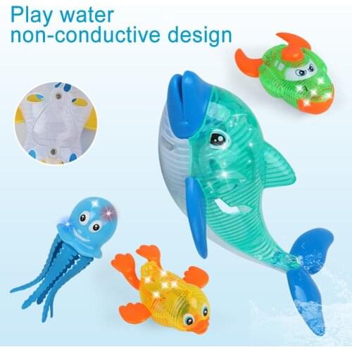 Cartoon Tortoise Duck Animal Automatic LED Baby Bathroom Toy Glowing Water Induction Kid Bath Toy Baby Bathroom Toy for Children