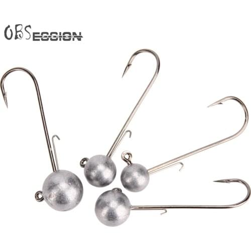 OBSESSION Weedless jig hook 1.7g 2.5g 3.5g 5g 7g 10g 14g Round Ball Shank Jig Head Fishing Hooks For Soft Worm Fishing Tackle