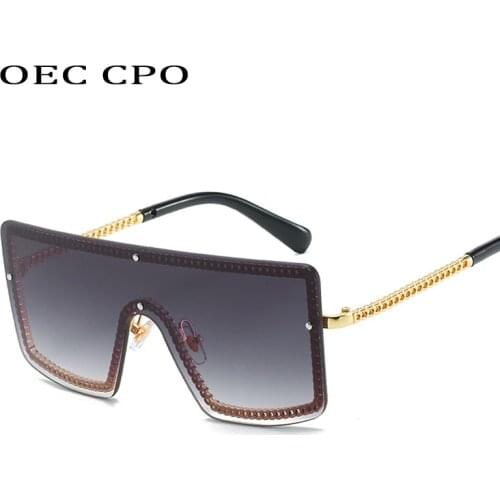 OEC CPO Fashion Ladies Rimless Sunglasses 2019 Brand Designer One piece Sun Glasses For Female Men Trendy Goggles Oculos O253