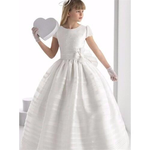 Flower Girl Dresses for Weddings Jewel Neckline Custom Made Girls Pageant Gowns Kid Birthday Party Wears