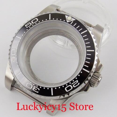 Fit NH35 40mm Auto Watch Case Seeing-Through Backcover Black Bezel Insert Sapphire Crystal