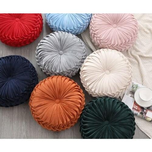 PP Cotton Pleated Round Throw Pillow by Pumpkin Couch Cushion Floor Pillow for Home Sofa Chair Bed Room Car Decoration