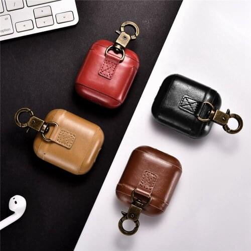 Portable Leather Bluetooth Earphone Case hard headphone bag Mini Skin Cover Protective for Apple AirPods iPhone Accessories