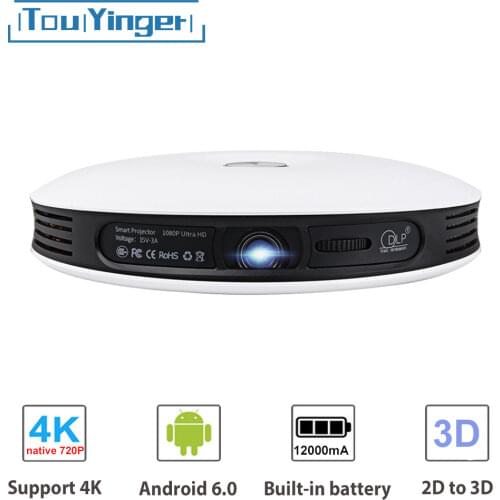 TouYinger G4 Android DLP 2D to 3D Projector wifi for phone Full HD 4K video data show Bluetooth Portable Home cinema Beamer