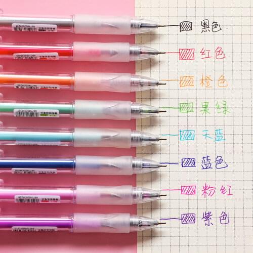 8pcs/lot Multicolor Ballpoint pen oily Etractable Pen 0.7 mm Automatic Black Blue ink Pens for school office Student Stationery