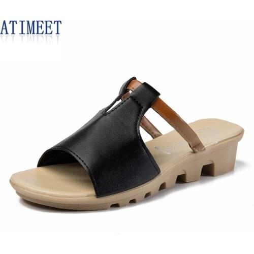 Women Slippers PU Leather Shoes Summer Footwear Fashion Female Outside Slides Woman Sandals Beach Shoe
