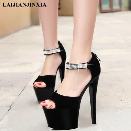 LAIJIANJINXIA Platform 17cm High-Heeled Sandals Nightclub Dance Shoes Pole Dancing Shoes Model High Heels Womens Shoes Q-059-2