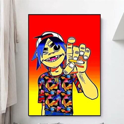 Room decoration gorillaz band poster Modern abstract art canvas Wall Pictures Singer Popular Character Posters one piece frame