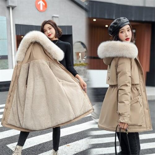 Winter Jacket Women Long Outerwear Thick Abrigo Mujer Fur Collar Hood Cotton Coat Female Hooded Warm Parkas Overcoat Coat
