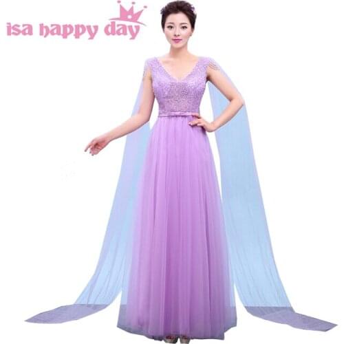 Faironly dress floor length elegant v neck brides maid bridesmaid womens sweet dresses tull 2019 for girls in lilac H3767