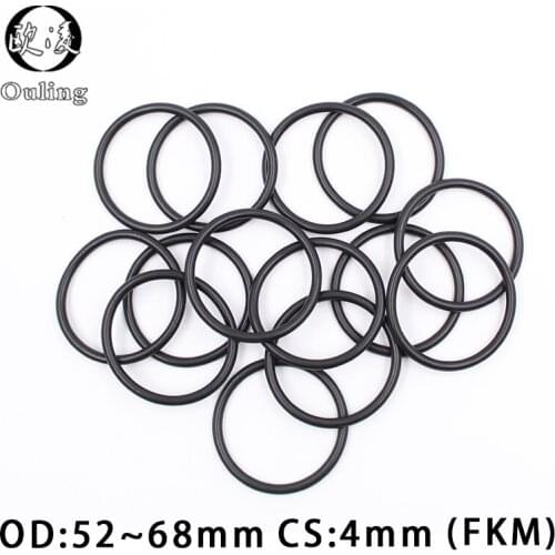 1PC Fluorine rubber Ring Black FKM O-ring Seal CS 4mm OD52/55/58/60/62/65/68mm Rubber O Ring Sealing Gasket Oil Ring Fuel Washer