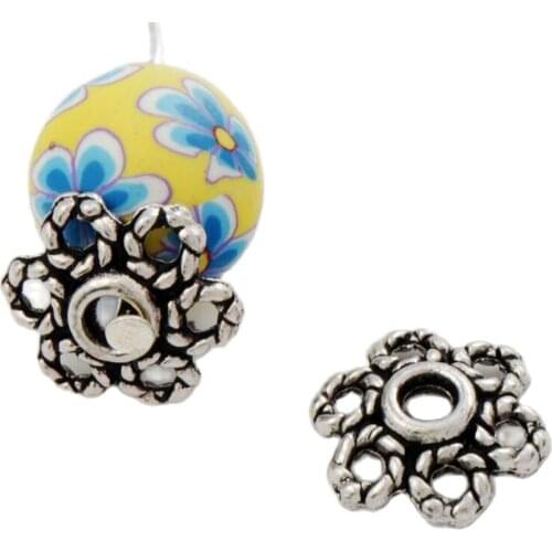 100Pcs 10x10mm Tibetan Silver Filigree Daisy Flower Bead Cap L1052 Jewelry Findings Components