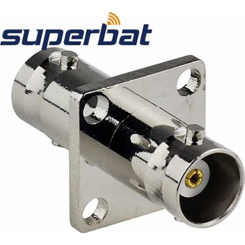 Superbat 2pcs BNC Jack to Female Flange 4 Hole Panel Mount RF Adapter Connector