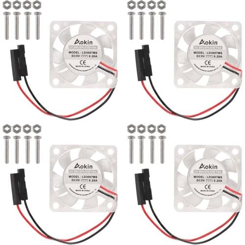 4PCS Raspberry Pi Cooling Fan Brushless 30x30x7mm 3007 Fan CPU 3.3V 5V Cooling Fan for Raspberry Pi 4 Model B, 3 B+, Pi 3