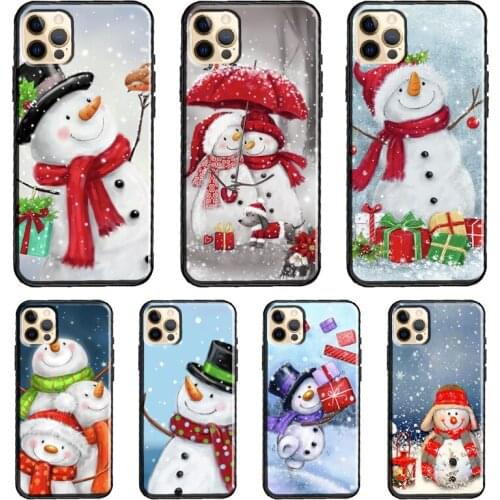 Santa Merry Christmas Snowman Case For iPhone XR X XS MAX 11 Pro Max 7 8 Plus SE 2020 Coque For iPhone 12 Pro Max mini