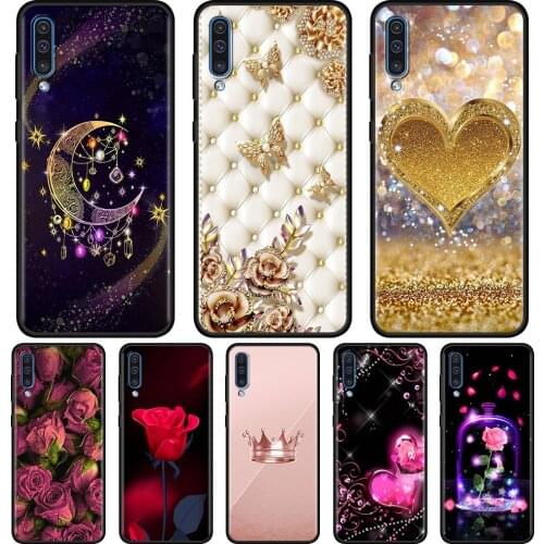 Red Rose And Diamond Butterfly Case For Samsung Galaxy A50 A70 A10 A20e A30 A40 A20s A10s A10e A80 A90 A60 A30s TPU Shell Cover