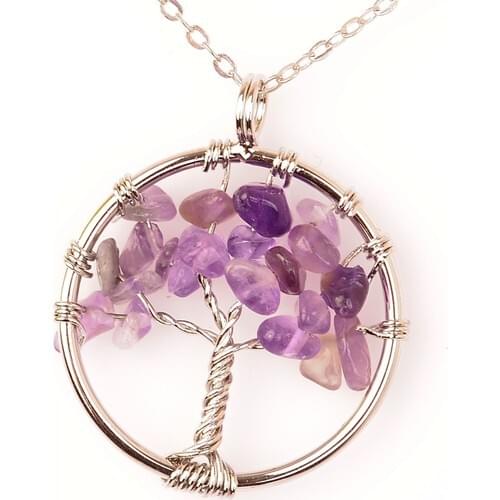 Stone Boxes Amethyst Stone Tree of Life Pendant