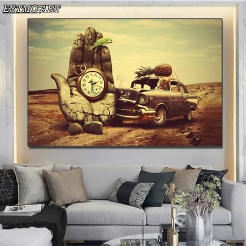 Canvas Painting Classic Art Salvador Dali Hand Watch Car Pineapple Parrot Posters and Prints Living Room on Wall Art Cuadros